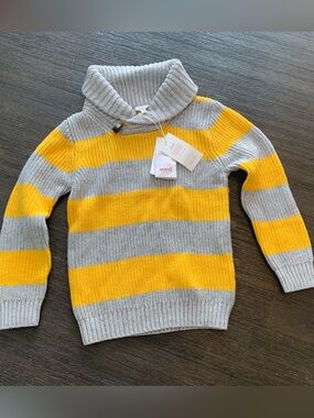 Seed Heritage Grey & Yellow Striped Cowl Neck Sweater
